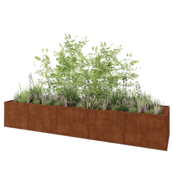 Jardinière XXL en acier Corten - Rectangle - 500 x 120 x 80 cm - Sanc plaque de fond