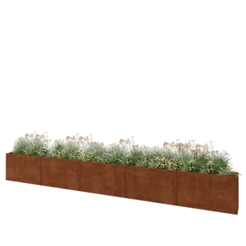Jardinière XXL en acier Corten - Rectangle - 500 x 30 x 60 cm - Sanc plaque de fond