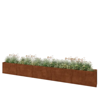 Jardinière XXL en acier Corten - Rectangle - 500 x 40 x 60 cm - Sanc plaque de fond