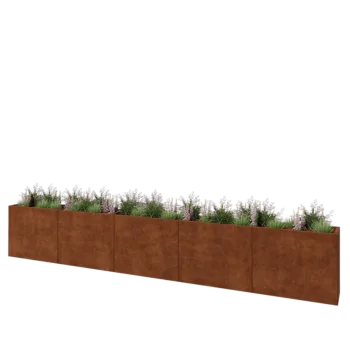 Jardinière XXL en acier Corten - Rectangle - 500 x 40 x 80 cm - Avec plaque de fond
