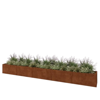 Jardinière XXL en acier Corten - Rectangle - 500 x 50 x 50 cm - Avec plaque de fond