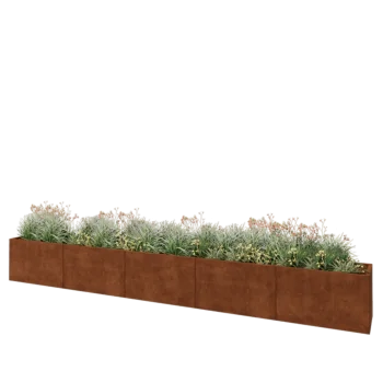 Jardinière XXL en acier Corten - Rectangle - 500 x 50 x 60 cm - Sanc plaque de fond
