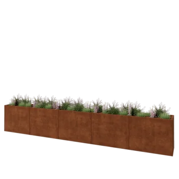 Jardinière XXL en acier Corten - Rectangle - 500 x 50 x 80 cm - Sanc plaque de fond
