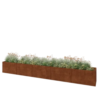 Jardinière XXL en acier Corten - Rectangle - 500 x 60 x 60 cm - Sanc plaque de fond