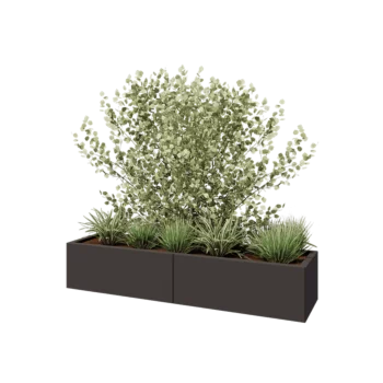 Jardinière XXL en acier - Rectangle - 160 x 40 x 30 cm - RAL7016 mat (gris anthracite) - Avec plaque de fond