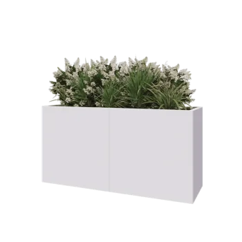 Jardinière XXL en acier - Rectangle - 160 x 50 x 80 cm - RAL9010 mat (blanc) - Sanc plaque de fond