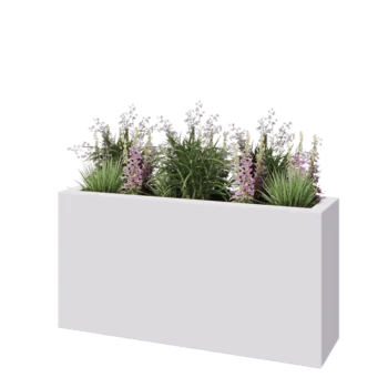 Jardinière en polyester - Rectangle - 120 x 30 x 60 cm - RAL9010 mat (blanc) - Avec fond