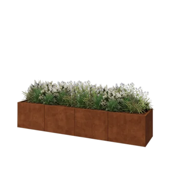 Jardinière XXL en acier Corten - Rectangle - 320 x 60 x 60 cm - Sanc plaque de fond