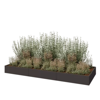 Jardinière XXL en acier - Rectangle - 360 x 120 x 30 cm - RAL7016 mat (gris anthracite) - Avec plaque de fond