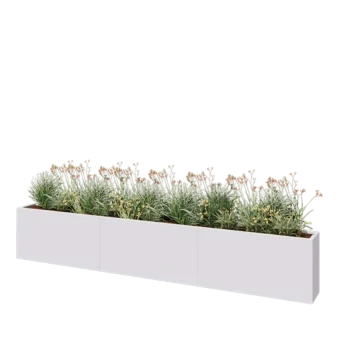 Jardinière XXL en acier - Rectangle - 360 x 30 x 60 cm - RAL9010 mat (blanc) - Sanc plaque de fond