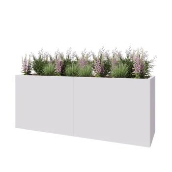 Jardinière XXL en acier - Rectangle - 200 x 60 x 80 cm - RAL9010 mat (blanc) - Sanc plaque de fond