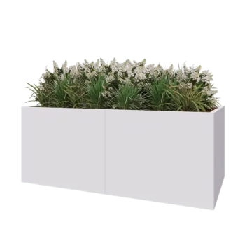 Jardinière XXL en acier - Rectangle - 200 x 100 x 80 cm - RAL9010 mat (blanc) - Sanc plaque de fond