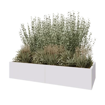 Jardinière XXL en acier - Rectangle - 200 x 80 x 40 cm - RAL9010 mat (blanc) - Avec plaque de fond