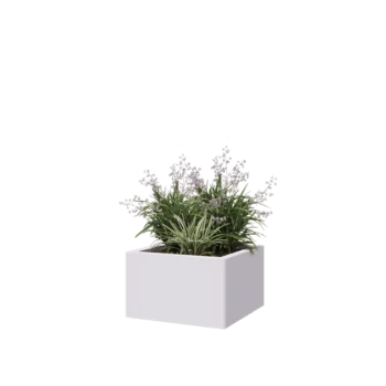 Jardinière en acier - Carré - 50 x 50 x 30 cm - RAL9010 mat (blanc) - Avec plaque de fond