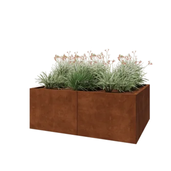 Jardinière XXL en acier Corten - Rectangle - 160 x 120 x 60 cm - Sanc plaque de fond