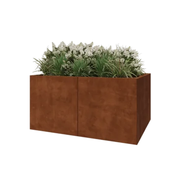 Jardinière XXL en acier Corten - Rectangle - 160 x 120 x 80 cm - Sanc plaque de fond