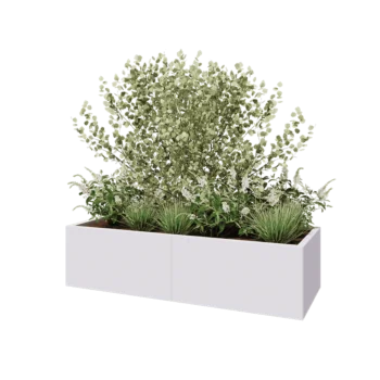 Jardinière XXL en acier - Rectangle - 160 x 60 x 40 cm - RAL9010 mat (blanc) - Sanc plaque de fond
