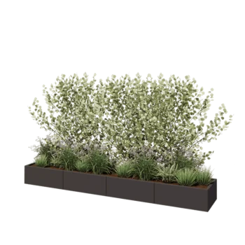 Jardinière XXL en acier - Rectangle - 320 x 50 x 30 cm - RAL7016 mat (gris anthracite) - Sanc plaque de fond