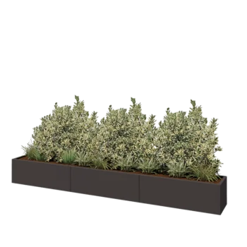 Jardinière XXL en acier - Rectangle - 360 x 40 x 40 cm - RAL7016 mat (gris anthracite) - Avec plaque de fond