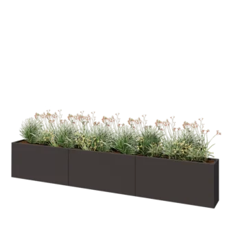 Jardinière XXL en acier - Rectangle - 360 x 30 x 60 cm - RAL7016 mat (gris anthracite) - Sanc plaque de fond