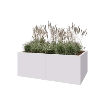 Jardinière XXL en acier - Rectangle - 160 x 100 x 60 cm - RAL9010 mat (blanc) - Sanc plaque de fond