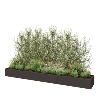 Jardinière XXL en acier - Rectangle - 360 x 50 x 30 cm - RAL7016 mat (gris anthracite) - Sanc plaque de fond