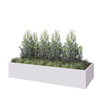 Jardinière XXL en acier - Rectangle - 320 x 120 x 60 cm - RAL9010 mat (blanc) - Avec plaque de fond