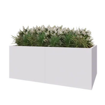 Jardinière XXL en acier - Rectangle - 200 x 120 x 80 cm - RAL9010 mat (blanc) - Avec plaque de fond