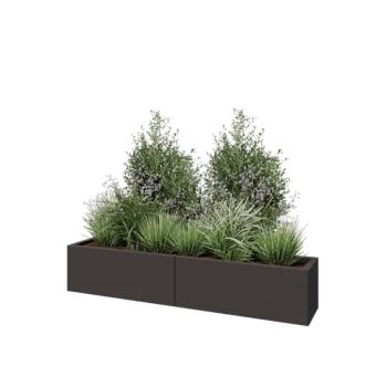 Jardinière XXL en acier - Rectangle - 160 x 30 x 30 cm - RAL7016 mat (gris anthracite) - Sanc plaque de fond