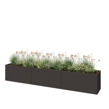 Jardinière XXL en acier - Rectangle - 360 x 50 x 60 cm - RAL7016 mat (gris anthracite) - Sanc plaque de fond