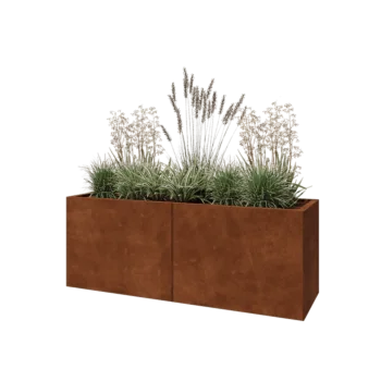 Jardinière XXL en acier Corten - Rectangle - 160 x 50 x 60 cm - Avec plaque de fond