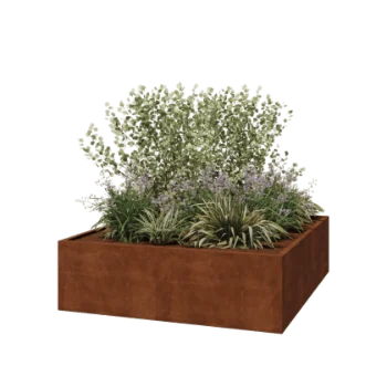 Jardinière en acier Corten - Carré - 200 x 200 x 60 cm - Soudé - Sanc plaque de fond