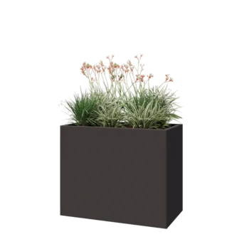 Jardinière en acier - Rectangle - 100 x 50 x 80 cm - RAL7016 mat (gris anthracite) - Avec plaque de fond