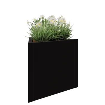 Jardinière en acier - Triangle équilatéral - 70,6 x 61 x 60 cm - RAL9005 mat (noir) - Sanc plaque de fond