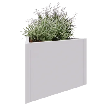 Jardinière en acier - Triangle équilatéral - 90,6 x 78,3 x 60 cm - RAL9010 mat (blanc) - Sanc plaque de fond