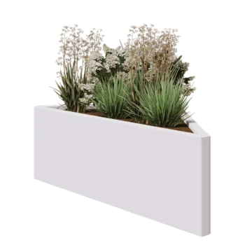 Jardinière en acier - Triangle isocèle - 112,2 x 60,5 x 40 cm - RAL9010 mat (blanc) - Sanc plaque de fond