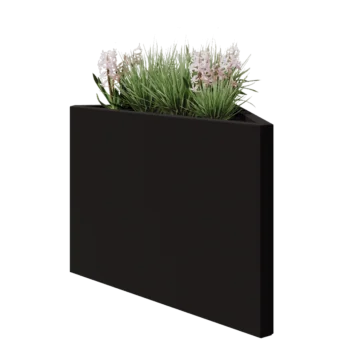 Jardinière en acier - Triangle isocèle - 83,9 x 46,4 x 60 cm - RAL9005 mat (noir) - Sanc plaque de fond