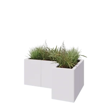 Jardinière en acier - Forme en L - 90 x 60 x 40 cm - RAL9010 mat (blanc) - Sanc plaque de fond