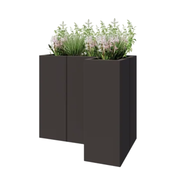 Jardinière en acier - Forme en L - 90 x 60 x 80 cm - RAL7016 mat (gris anthracite) - Sanc plaque de fond
