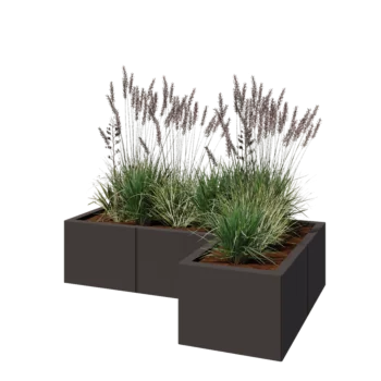 Jardinière en acier - Forme en L - 120 x 80 x 30 cm - RAL7016 mat (gris anthracite) - Sanc plaque de fond
