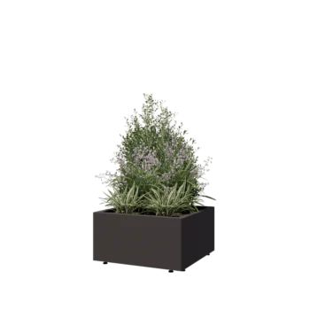 Jardinière en acier - Carré - 60 x 60 x 30 cm - Autre couleur RAL - Avec plaque de fond - Avec pieds