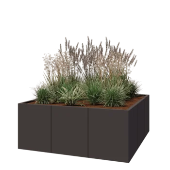 Jardinière XXL en acier - Carré - 150 x 150 x 60 cm - Autre couleur RAL - Sanc plaque de fond