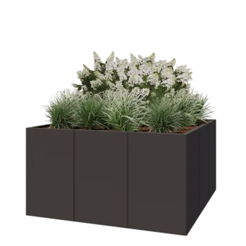 Jardinière XXL en acier - Carré - 150 x 150 x 80 cm - RAL7016 mat (gris anthracite) - Sanc plaque de fond