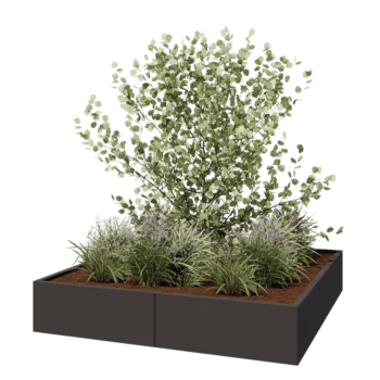 Jardinière XXL en acier - Carré - 160 x 160 x 30 cm - RAL7016 mat (gris anthracite) - Sanc plaque de fond