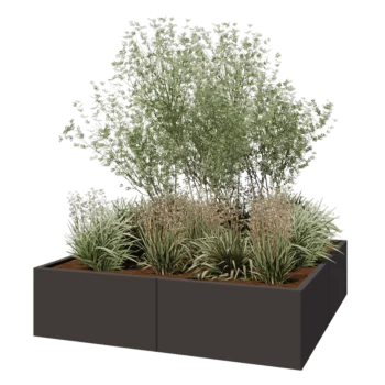 Jardinière XXL en acier - Carré - 160 x 160 x 40 cm - RAL7016 mat (gris anthracite) - Sanc plaque de fond