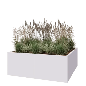 Jardinière XXL en acier - Carré - 160 x 160 x 60 cm - RAL9010 mat (blanc) - Sanc plaque de fond