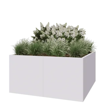 Jardinière XXL en acier - Carré - 160 x 160 x 80 cm - RAL9010 mat (blanc) - Sanc plaque de fond