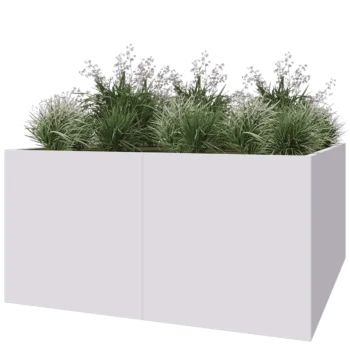 Jardinière XXL en acier - Carré - 200 x 200 x 100 cm - RAL9010 mat (blanc) - Sanc plaque de fond