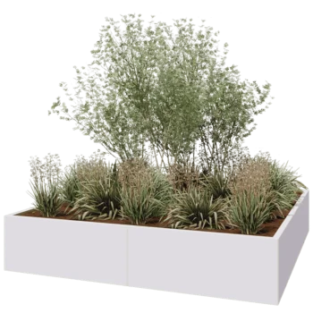 Jardinière XXL en acier - Carré - 200 x 200 x 40 cm - RAL9010 mat (blanc) - Sanc plaque de fond