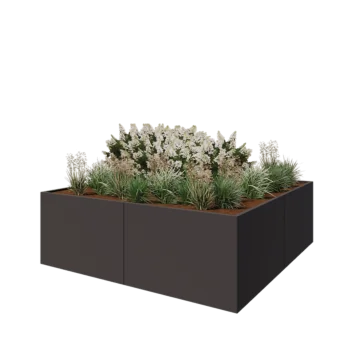 Jardinière XXL en acier - Carré - 240 x 240 x 80 cm - Autre couleur RAL - Sanc plaque de fond